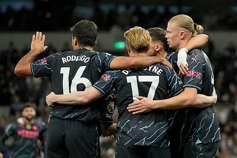 City players celebrate their side's first goal